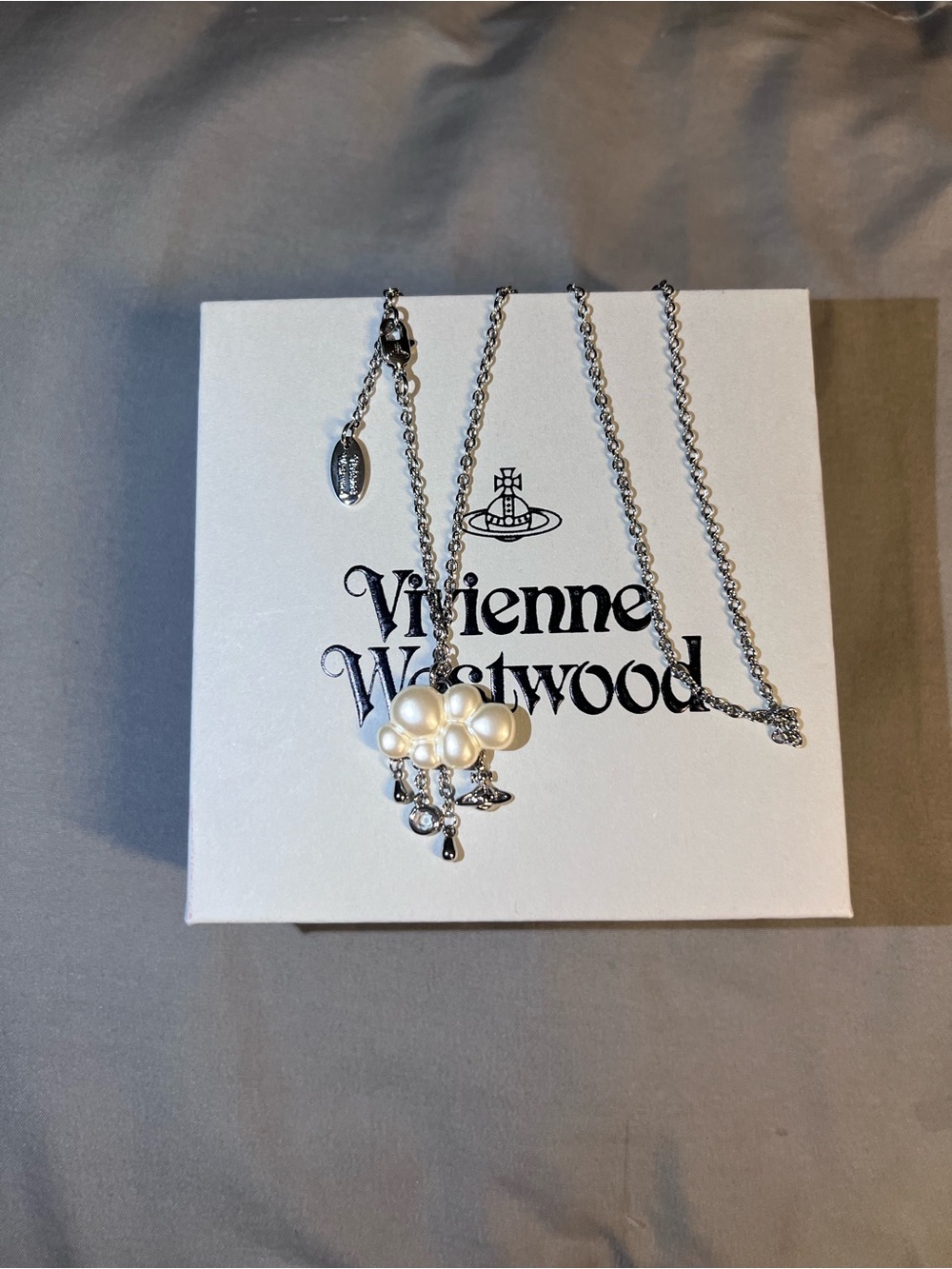 Vivienne Westwood Silver Pearl Yuma Cloud Cluster Pendant Necklace